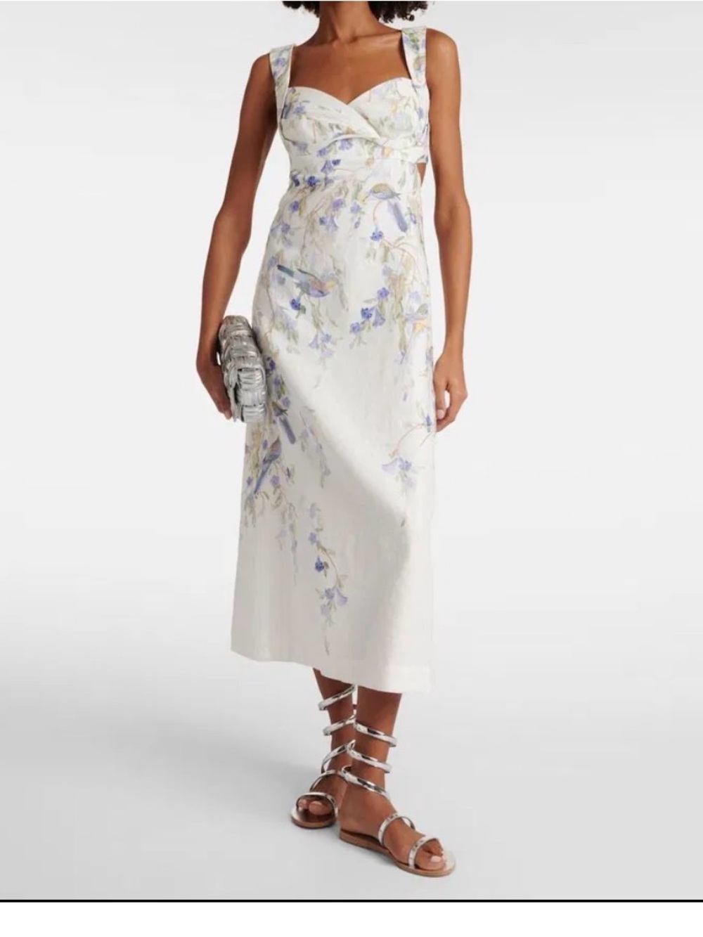 NWT Miss Rosier White Floral Strap Dress Size M